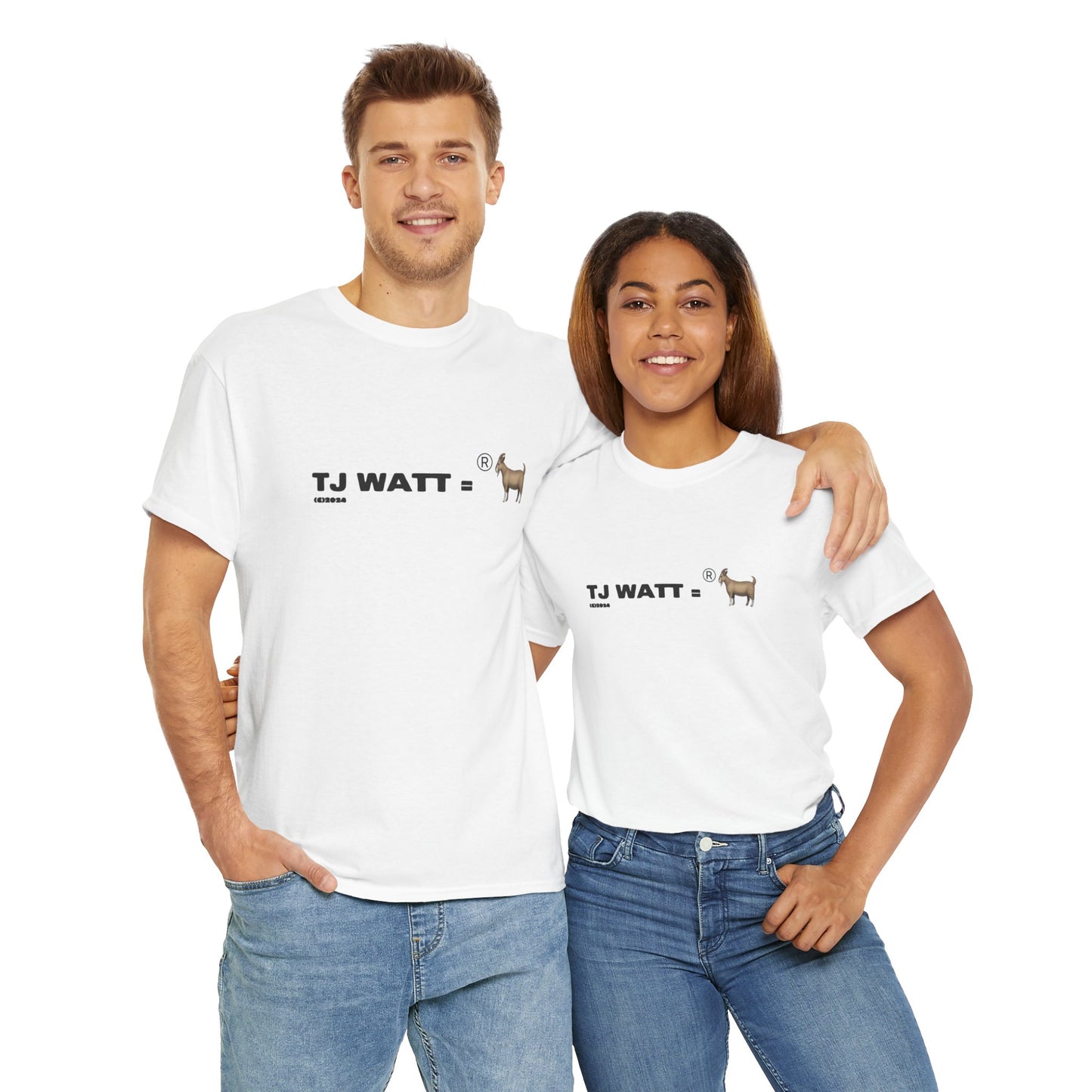 "TJ Watt = Goat" Unisex Heavy Cotton White Tee