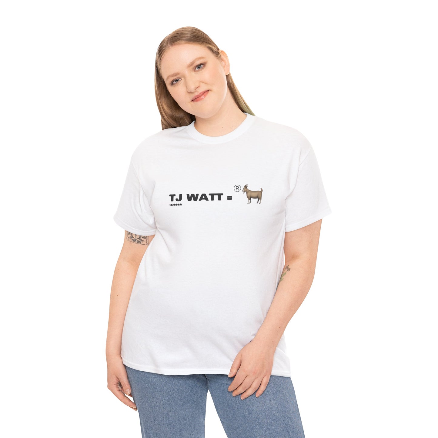"TJ Watt = Goat" Unisex Heavy Cotton White Tee